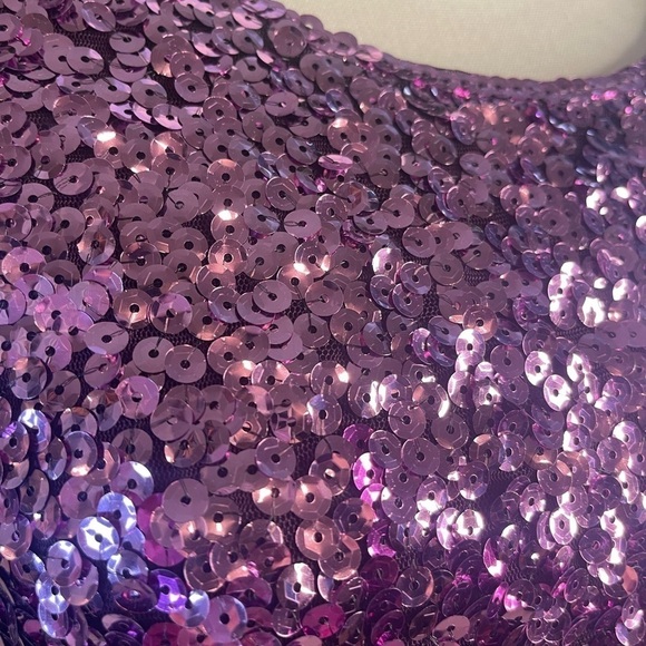 NWT Glitter Sequin Ombré Purple Short Sleeve Blouse Small Sparkle Party Top - Picture 7 of 15